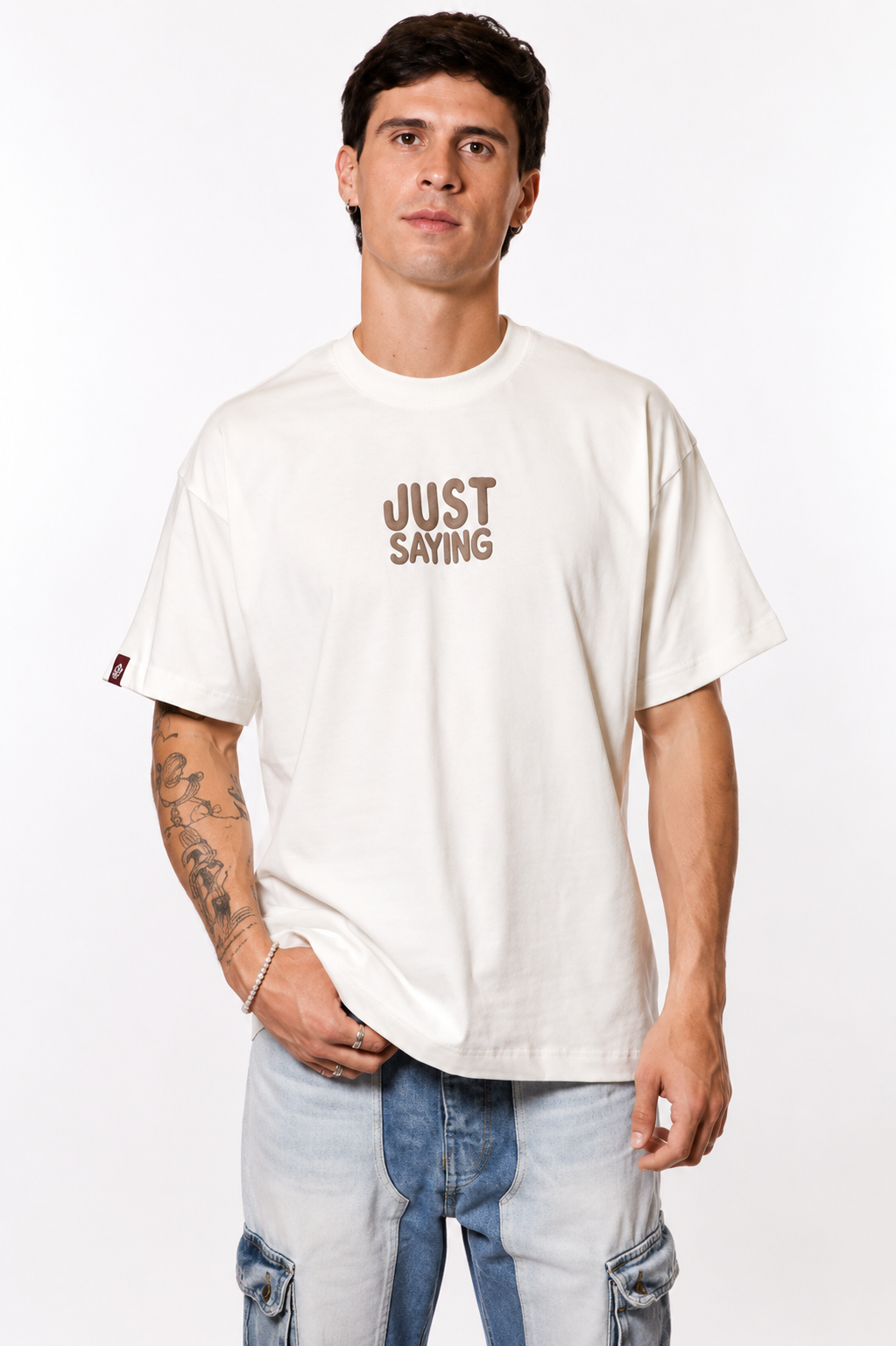 Just Saying - Basic Off-white Oversize Tee