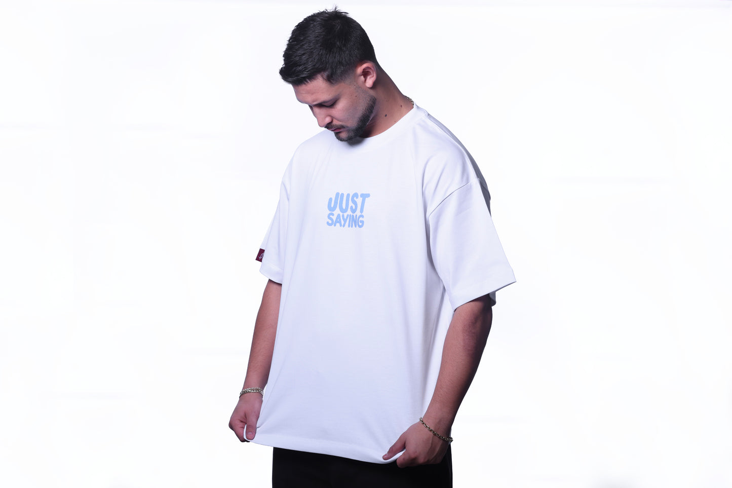 Just Saying - Basic White Oversize Tee