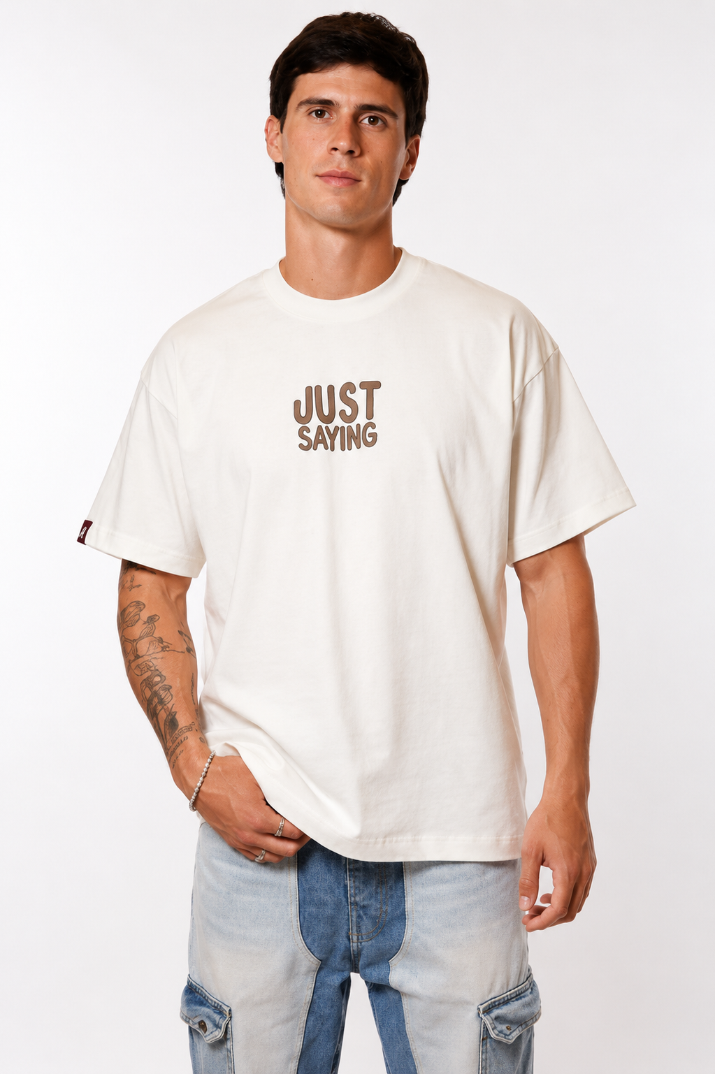 Just Saying - Basic Off-white Oversize Tee